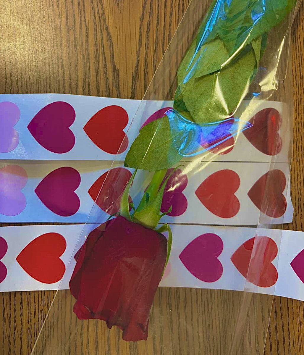 Single rose with stickers.